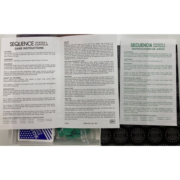 Sequence States & Capitals Board Educational Game 2-12 Players  100%Complete 7+ - Picture 6 of 10